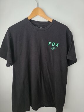 FOX Racing Black & Green Graphic T-Shirt Men’s Large 100% Cotton Moto Tee